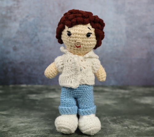 Bob Häkelgeschenk für Jungen | Amigurmi abnehmbare Tücher Stofftier Handarbeit Puppe - Bild 7 von 10