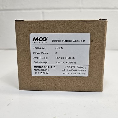 MCG MDP60A-3P-120 Definite Purpose Contactor. Brand New!