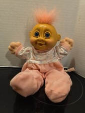 RARE BABY Russ Troll Wee Kidz 9" baby pink hair pjs With Stars Pajamas