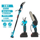 Scie Électrique Télescopique 3-en-1 Sans Fil Jardin Taille Arbre 126-260cm