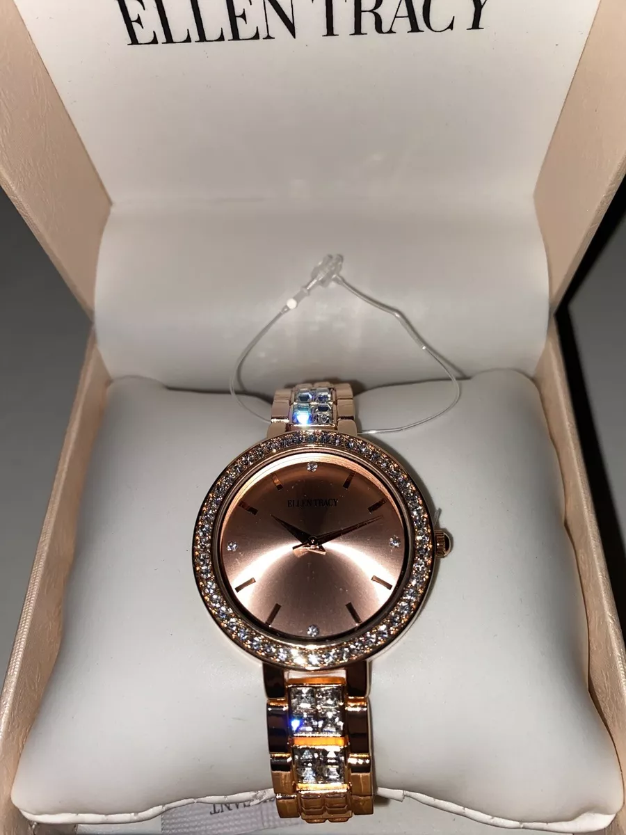 Ellen Tracy Women s ET5367RG Rose Gold Tone Embellished Watch eBay