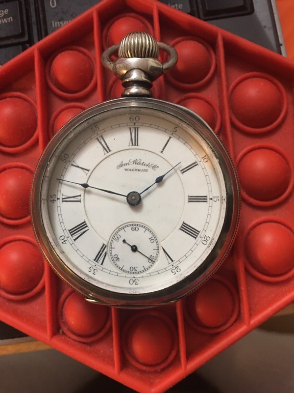 18 size American Waltham pocket watch grade number 25 heavy sterling silver case