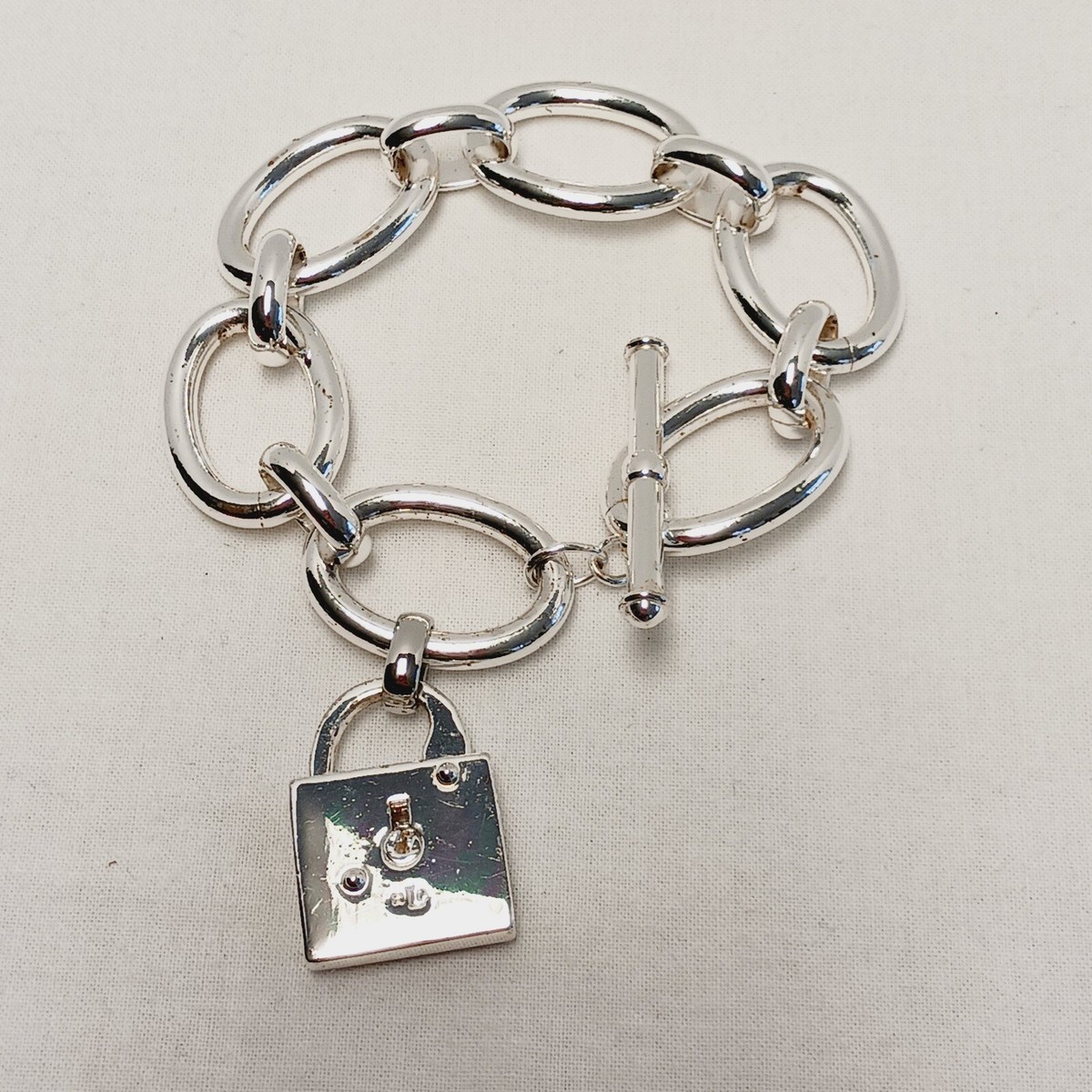 Lauren Ralph Lauren Silver Tone Toggle Bracelet Padlock Lauren Ralph Lauren Silver Tone Toggle Bracelet Padlock