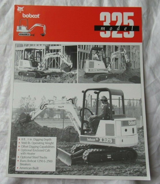 Bobcat 325 compact hydraulic excavator specification sheet brochure eBay