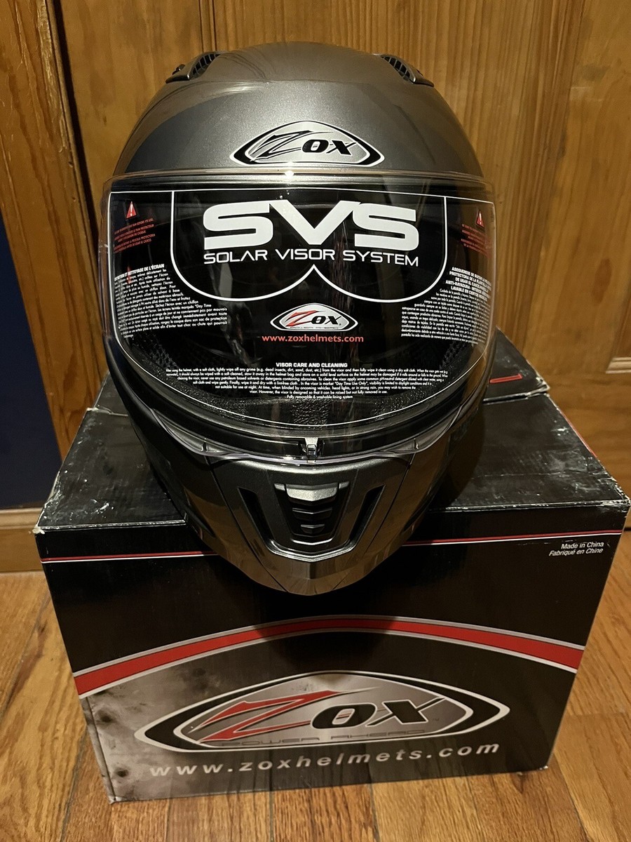 Zox Condor SVS Dark Silver Motorcycle Helmet With Solar Vision System Adult  XS