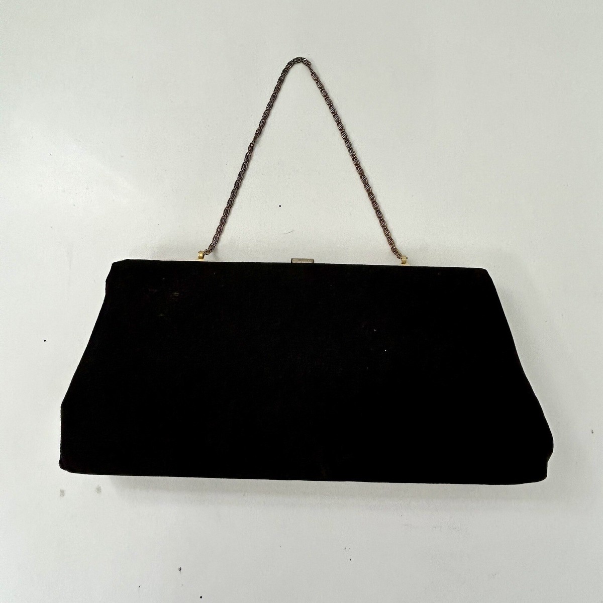 Black Purse With Box And Chain Strap VTG Glitter Collection Piece
