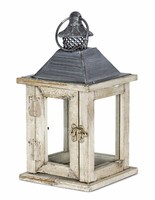 Laterne Holz 27X13X13Cm Metall Glas Natur Braun Gartenlaterne Shabby Chic