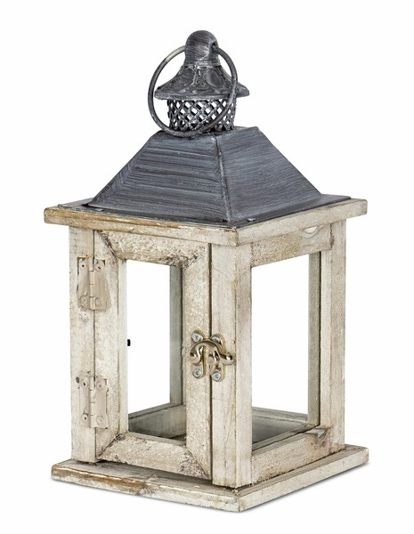 Laterne Holz 27X13X13Cm Metall Glas Natur Braun Gartenlaterne Shabby Chic-image