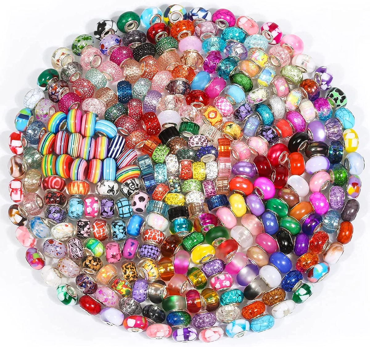 223 PCS Large Hole Glass Beads for Jewelry Making, European Beads Bulk  Mixed Co