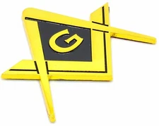 Masonic Master Mason Square & Compass G Symbol Cut Out Car Auto Emblem GOLD CE21