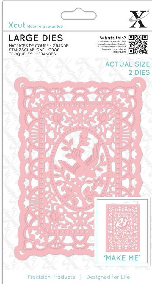 Docrafts Xcut Large Dies - LACE FRAME 2 Dies Bird and Flowers XCU504096