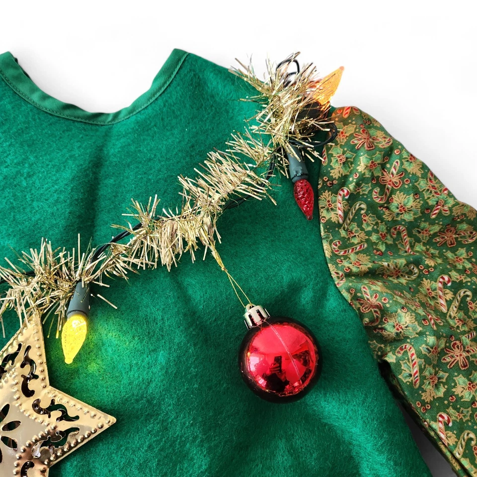 Disfraz de árbol de Navidad para niños pequeñas luces alimentadas por batería hechas a mano con disfraces Foto 4 de 4