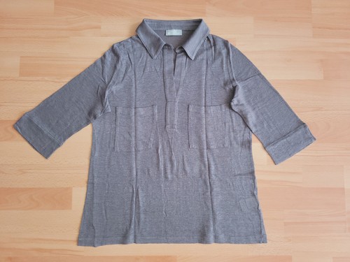 Maria Bellentani Damen Polo Shirt M Leinen 1/2 Arm grau sehr gut