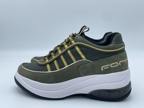 Scarpe sneakers donna FORNARINA up army black gold zeppa - Imagen 2 de 7