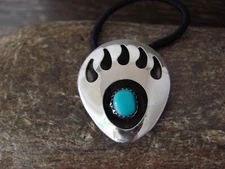 Navajo Indian Turquoise Bear Paw Hair Tie by Virginia Johnson