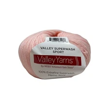 Valley Yarns Superwash Sport Pink Color 10 Dye Lot 75 Merino Wool 153 Yds Italy 
