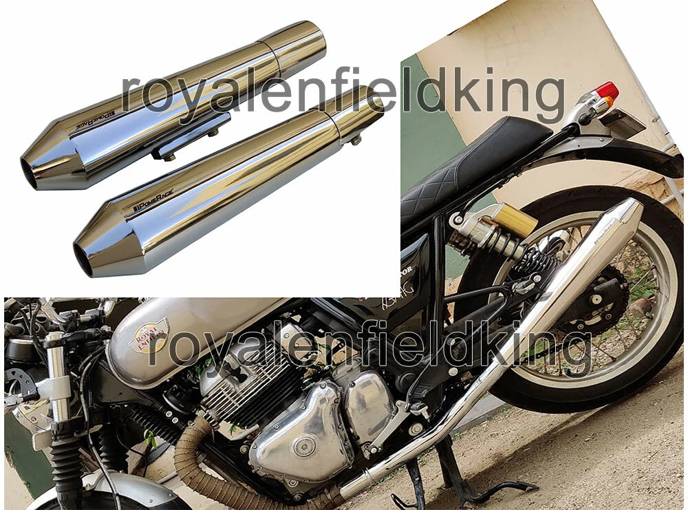 Royal Enfield GT 650 & Interceptor 650 cc Short Exhaust Silencer Polished  Pair