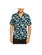 NWT Alfani Men's Classic-Fit Abstract Geo-Print Shirt Green Size M 55 D0055
