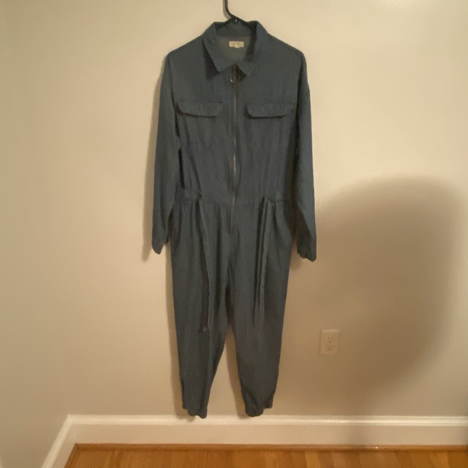 Easel Los Angeles Size L Denim Lightweight Jumpsuit 100 Cotton Good