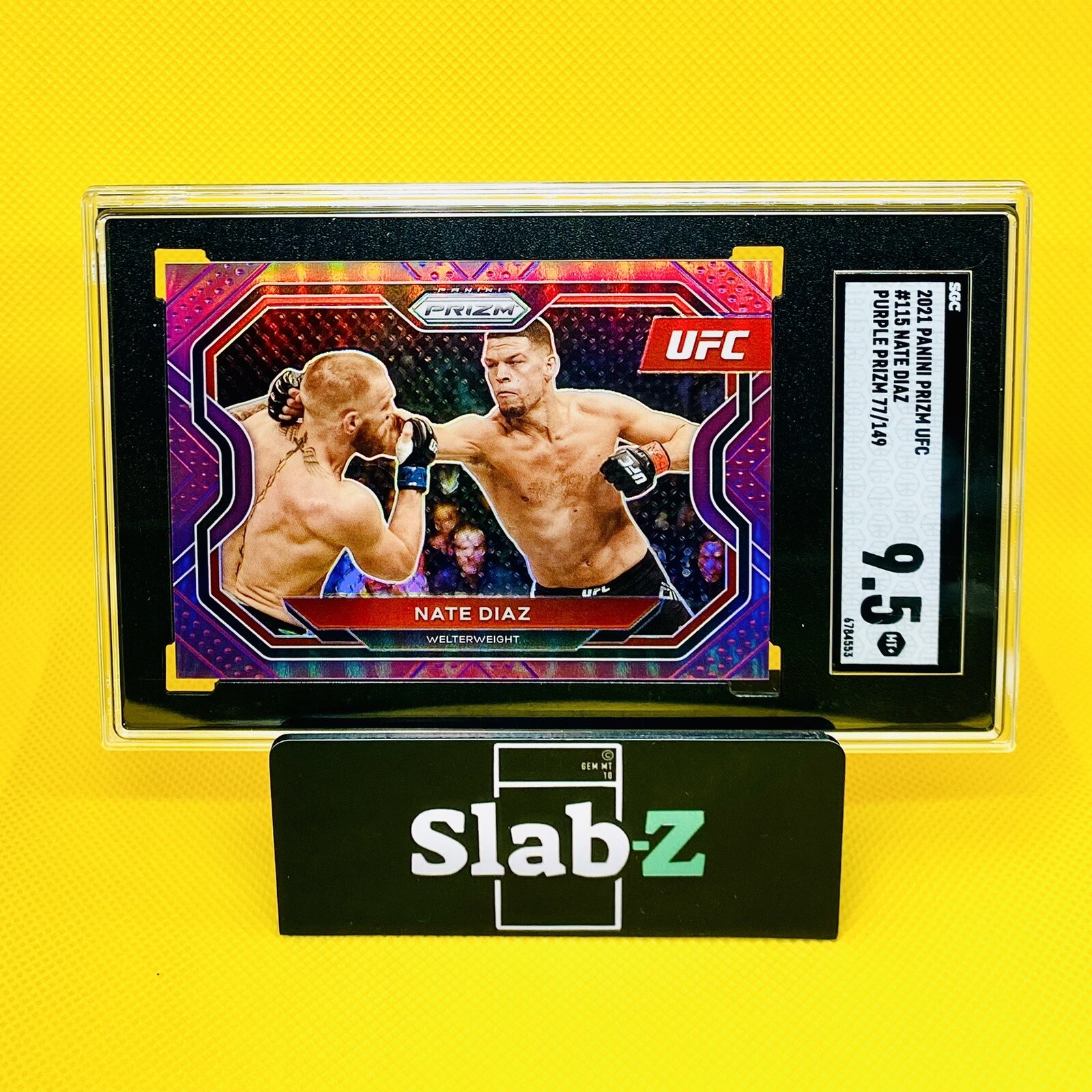 2021 UFC Prizm NATE DIAZ /149 PURPLE PRIZM, #115, McGREGOR FIGHT, SGC 9.5 MINT+!