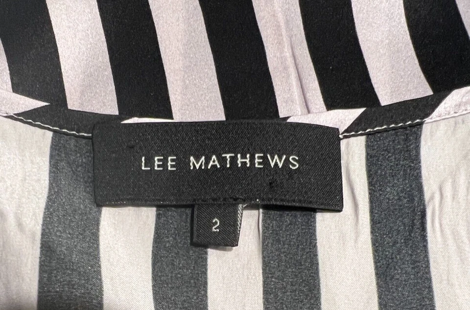 Lee Mathews Australia Negro/Gris Pálido Seda Satén Camisola, Tank, Top 2/S Foto 2 de 4