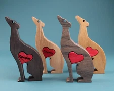 Personalized Greyhound Figurine Handcarved Wooden Dog Statue w/ Heart Home Decor