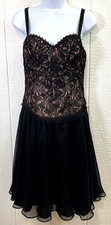 Women’s LESLIE FAY Evening Dress Size 6 Black lacy bodies (hh30)