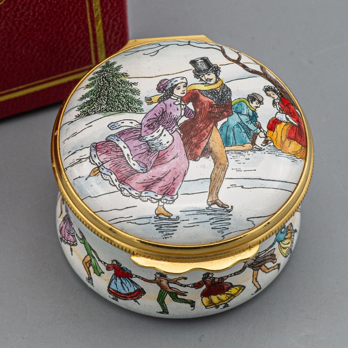 Halcyon Days Enamels Trinket Music Box Skater's Waltz Les