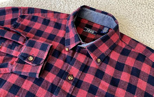 IZOD Flannel Shirt Men's Medium Red Plaid Button Down Long Sleeve Work Casual