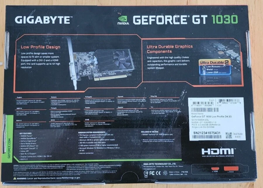 Brand New Factory Sealed | GIGABYTE GeForce GT 1030 2GB DDR4 (GV-N1030D4-2GL) - Image 2 of 4