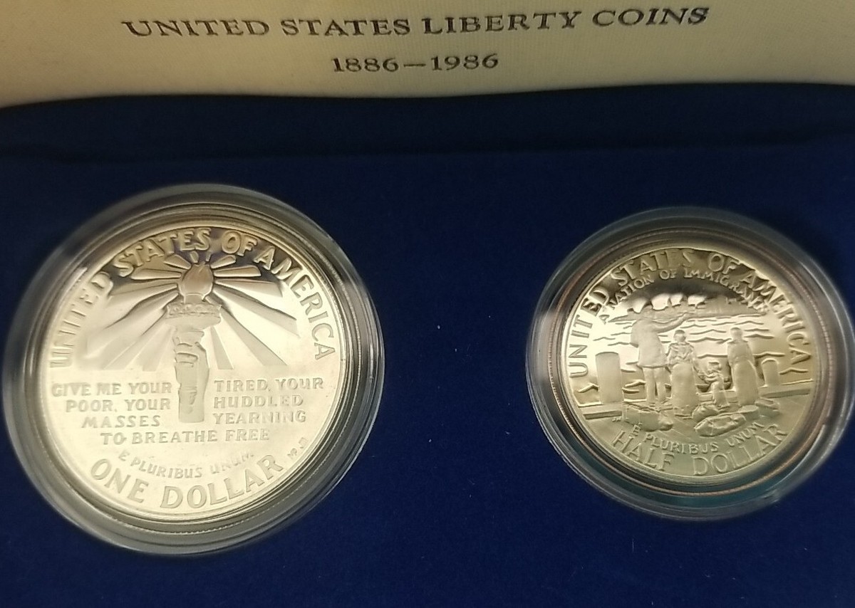 1986-S Liberty Silver Half Dollar & Dollar Set #2105 | eBay
