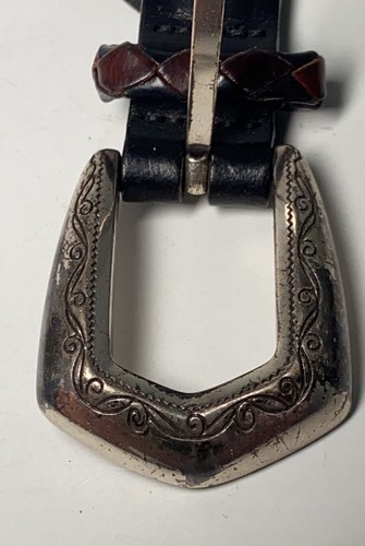 Brighton Black Brown Braided Leather Belt M 30 - Picture 7 of 7