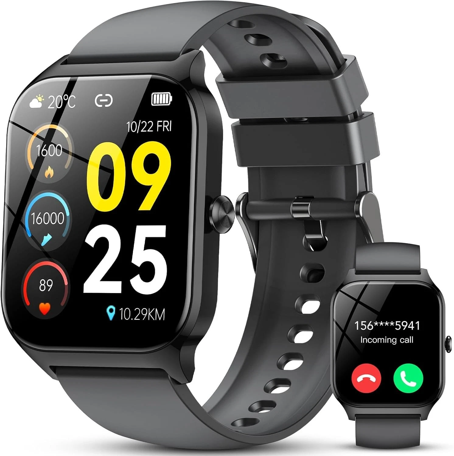 Smart Watch for Men Women 1.85" Fitness Tracker with Bluetooth Calls