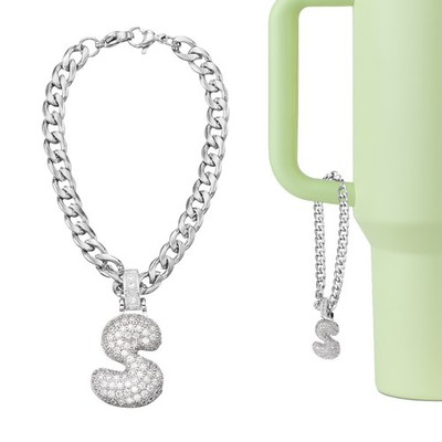 Für Stanley Tumbler Cup - Niedlicher Bubble Buchstabe S Anhänger, Weiß