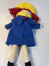 Vintage 1990 Eden Toys 15" Madeline Doll Red Yarn Hair Blue Coat Dress