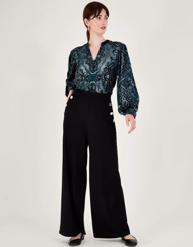 Monsoon Darcy Devore Blouse Teal Size XL - Image 3 of 4