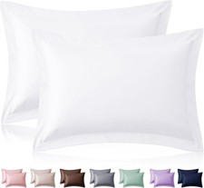 White Pillow Shams Standard Size Set of 2 2 Inch Wide Decorative Flange Shams