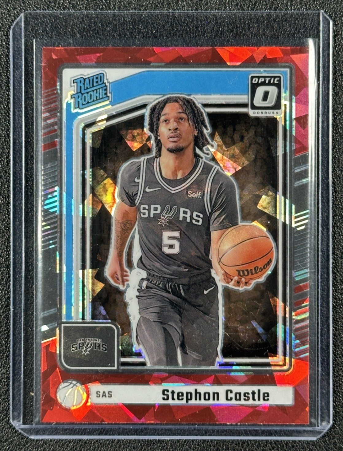 STEPHON CASTLE 2024-25 DONRUSS OPTIC #P-244 ROOKIE PREVIEW RED CRACKED ICE PRIZM