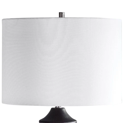 Modern Rustic Table Lamp 30" Tall Black Stain Wood White Shade for Living Room - Picture 5 of 8