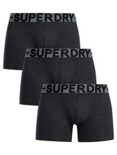 Superdry Men's 3 Pack Organic Cotton Boxer Briefs, Black