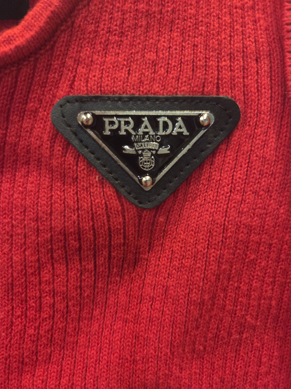 PRADA Women’s Red Tank Top Crop Cotton thumbnail 3