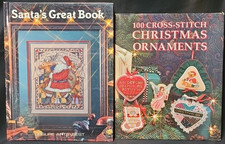 2 Christmas Themed Cross Stitch Pattern Books Santas Great book 100 Ornaments
