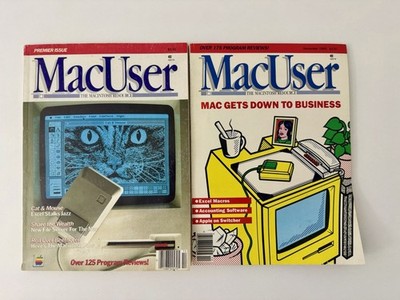 Lot of (2) Vintage 1985 MacUser Magazine Premier Issue October + December