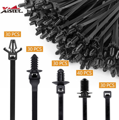 160Pcs Nylon Universal Cable Tie Buckle Zip Tie Clips Automotive Rivet Push M...