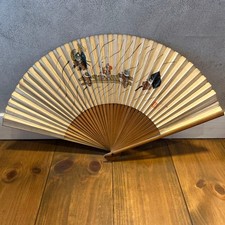 Traditional Japanese Folding Fan Classic Art Design Bamboo Paper Made in Japan