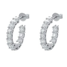 925 Sterling Silver Hoop Earrings Diamond Look CZ Huggie Hoops Dainty Luxury