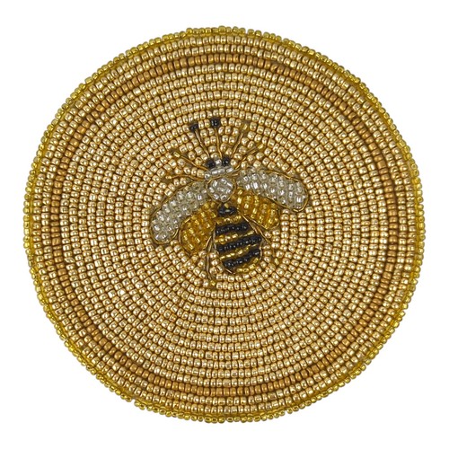 Stripey Bee Coaster Set of 4 | Hand-Beaded Glass Beads Joanna Buchanan Bumblebee - Picture 2 of 5
