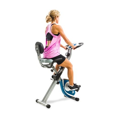 XTERRA Fitness Folding Exercise Bike, 225 LB Weight Capacity, Silver, Blue