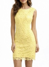 LAUREN Ralph Lauren Ladies Yellow Lace Cocktail Mini Dress Sleeveless 10 *EUC*