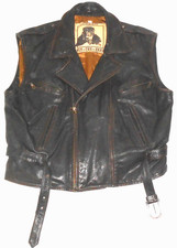 SCARLETT LEDER-JACKE BIKER WESTE KUTTE Gr.XL GILET ROCKER METAL BRAUN 52/54